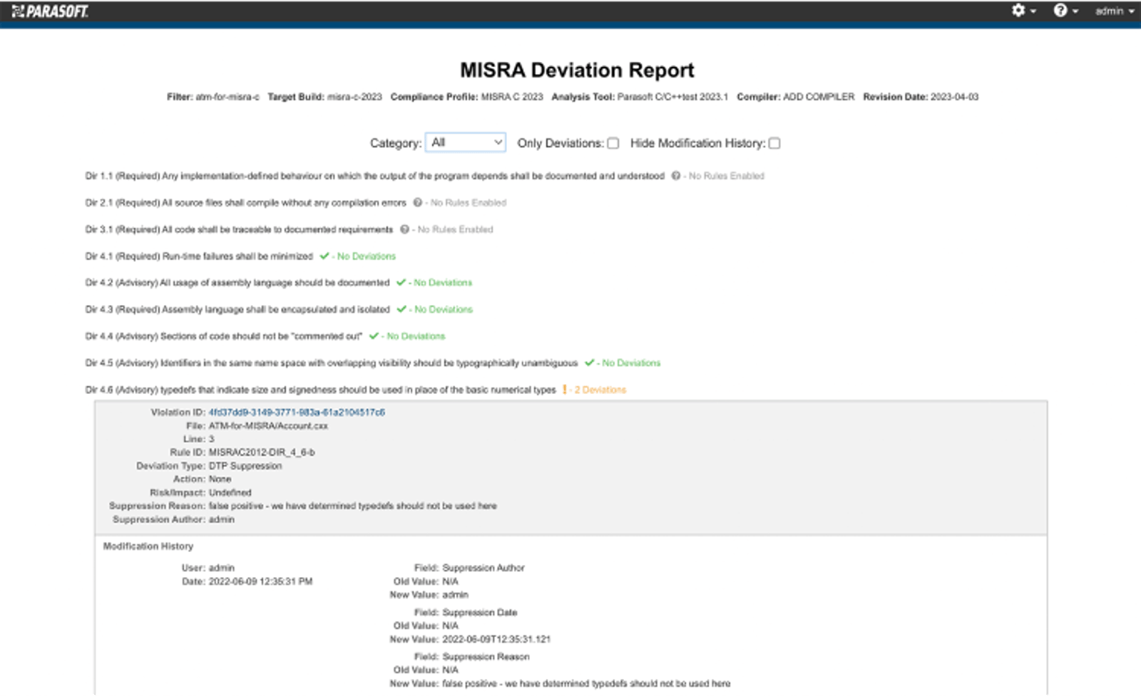 Screenshot of Parasoft DTP