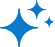 Three sparkle shapes representing AI-powered innovation and automation.