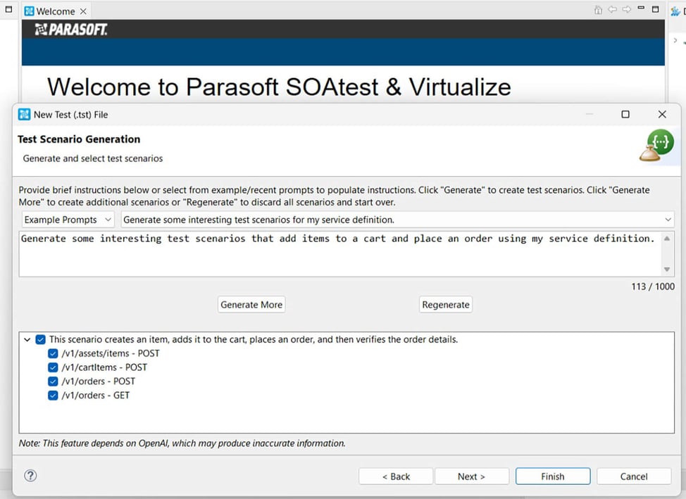 Screenshot of Parasoft SOAtest & Virtualize welcome page
