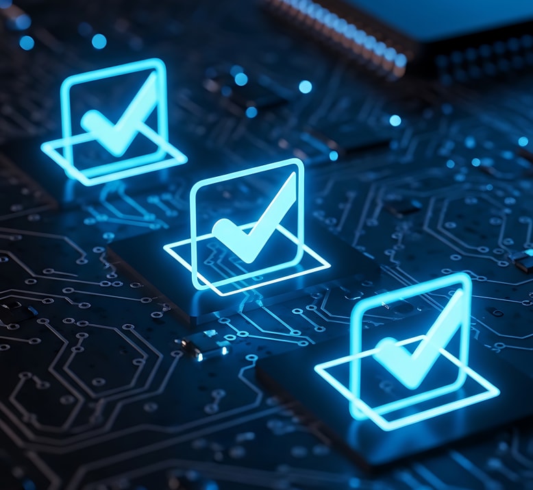 Image showing checkmarks for passing compliance standards in an embedded system.