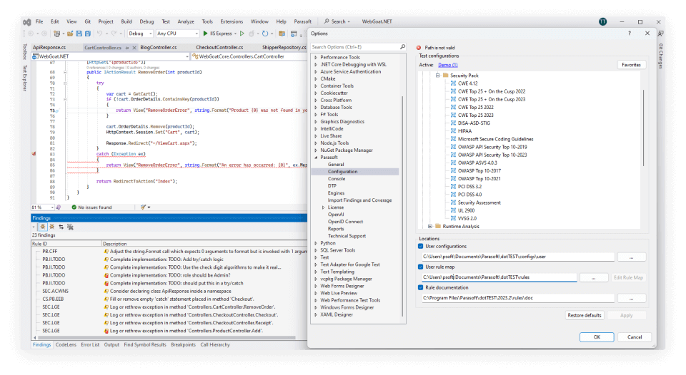 Screenshot showcasing Dottest Feature
