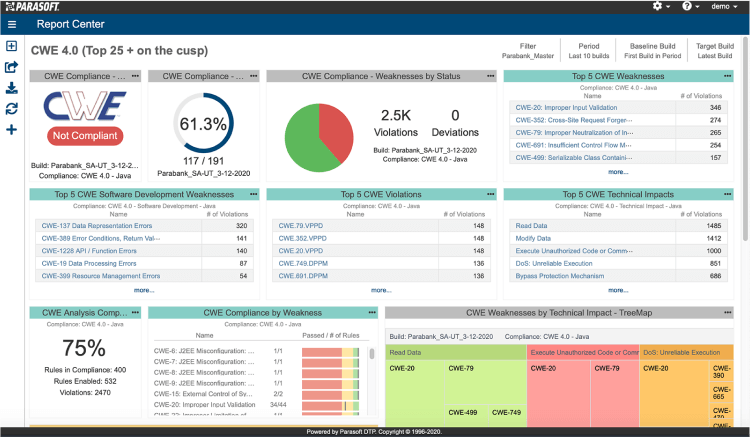Screenshot of Parasoft DTP