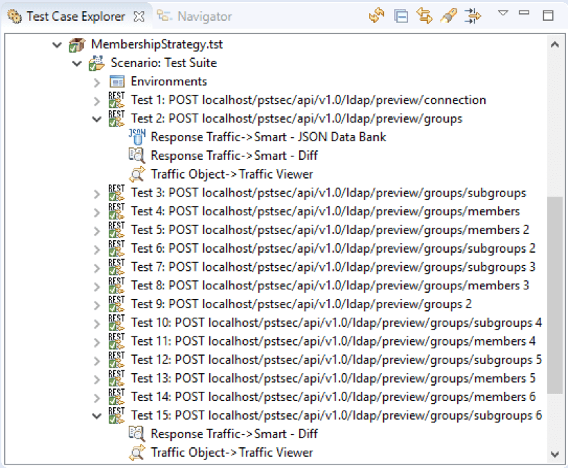 Screenshot of API tests generated via the Parasoft recorder for Chrome