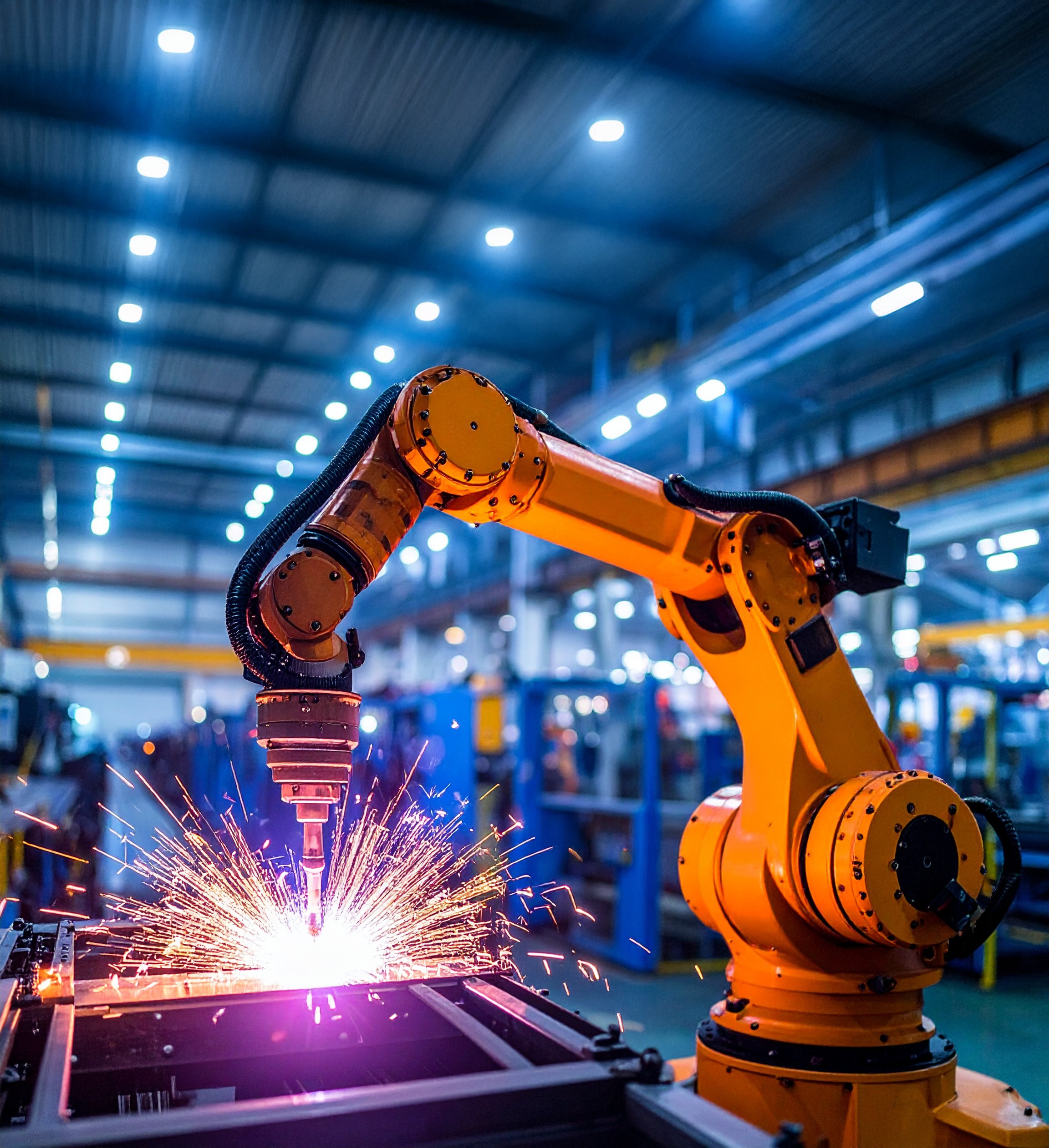Industrial robot working in factory