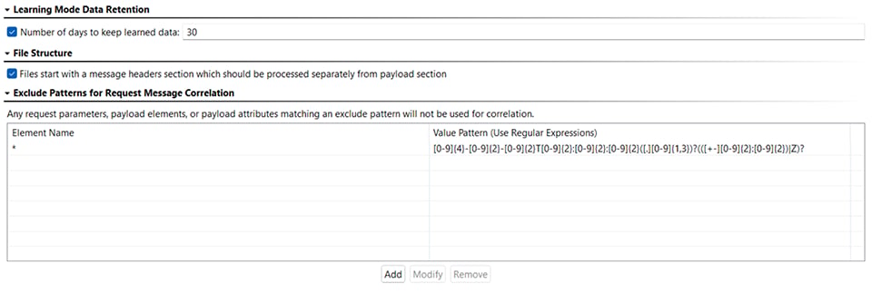 Screenshot of the learning mode data retention options. 