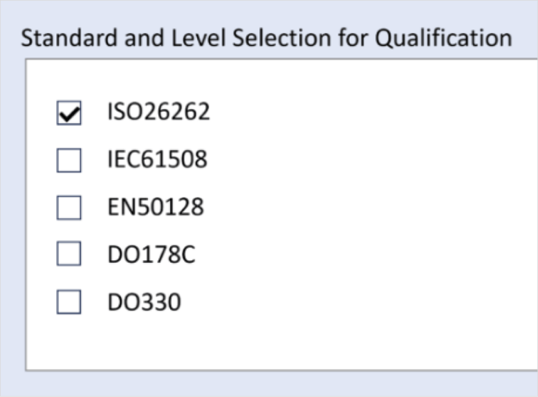 Functional compliance selection with additional use case settings 1